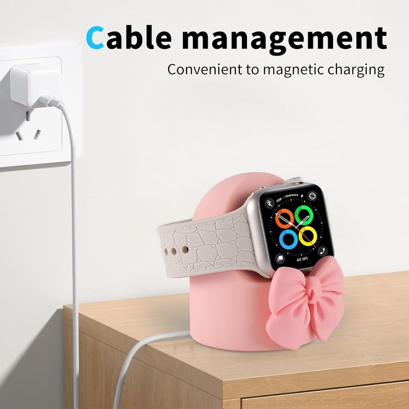 LONGFITE Charger Stand Compatible with Apple Watch Series 49/46/45/44/42/41/40/38mm iWatch Ultra2/Ultra/10/9/8/SE2/7/6/SE/5/4/3/2/1,Silicone Charging Dock Organizer Supports Night Stand Mode - Image 5